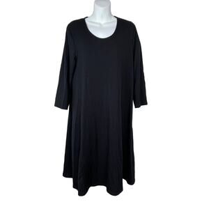 NWT Garnet Hill Dress‎ Size S Gray Taupe Organic Cotton Ribbed Cocoon Pocket